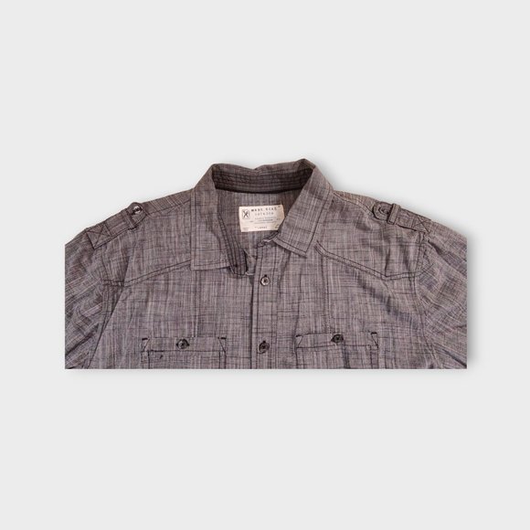 Marc Ecko Cut & Sew Shirt Mens Gray L Short Sleeve Button Up - Picture 2 of 4